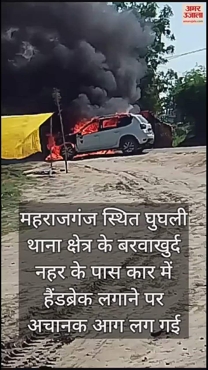 VIDEO : कार में हैंडब्रेक लगाने पर अचानक लग गई आग