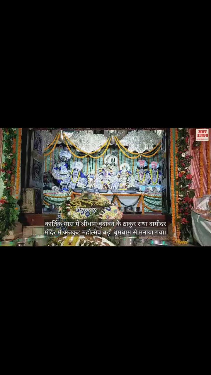 VIDEO : श्रीधाम वृंदावन में धूमधाम से मनाया गया अन्नकूट महोत्सव