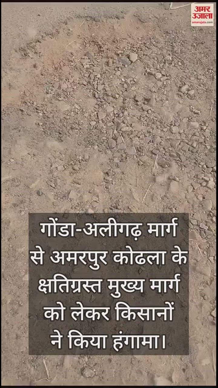 VIDEO : गोंडा-अलीगढ़ मार्ग से अमरपुर कोढला के क्षतिग्रस्त मुख्य मार्ग को लेकर किसानों ने किया हंगामा