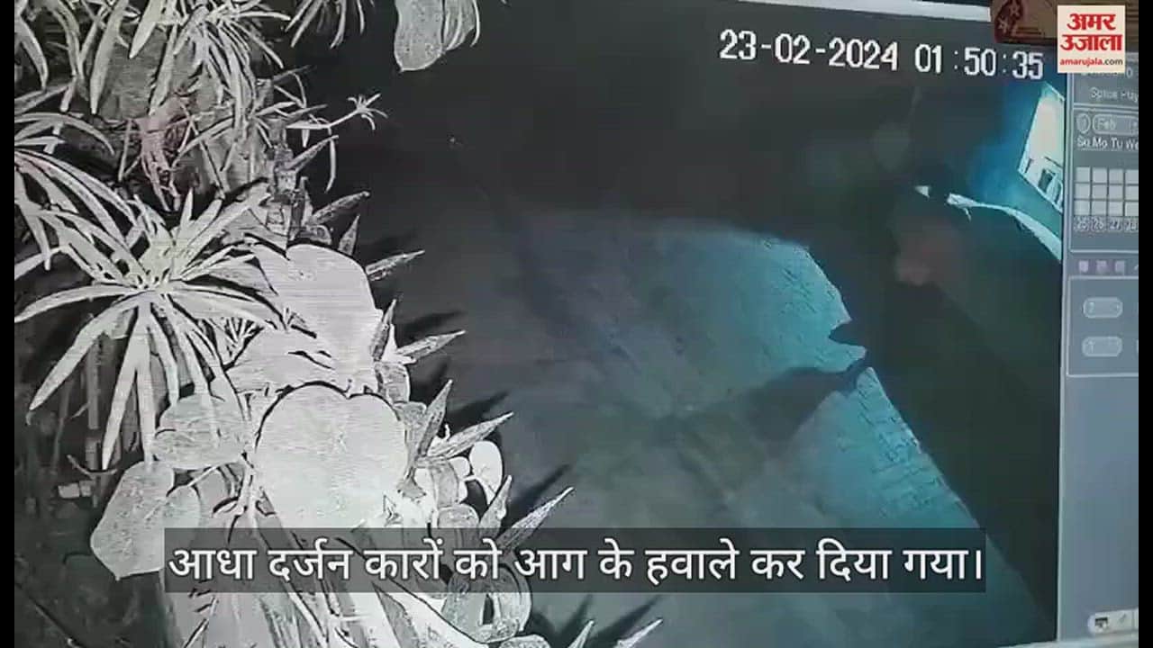 VIDEO : आधी रात को सड़क पर निकला युवक, घरों के आगे खड़ी कारों में लगाता चला गया आग