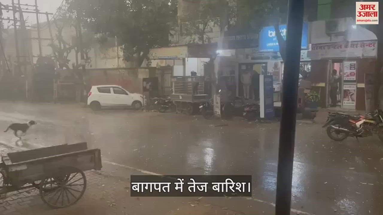VIDEO : Heavy rain accompanied by hailstorm in Baghpat
