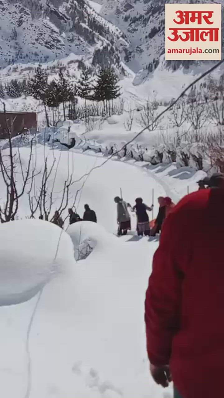 VIDEO : People of Rape village of Lahaul built a foot path for three kilometers amidst three feet of snow.
