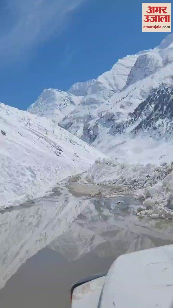 VIDEO : Road being opened by cutting a mountain of snow in Lahaul's oil drain, watch video