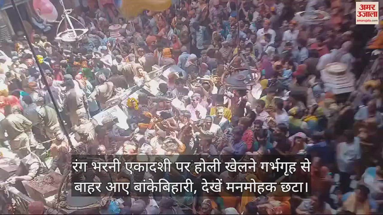 VIDEO : रंग भरनी एकादशी पर होली खेलने गर्भगृह से बाहर आए बांकेबिहारी, देखें मनमोहक छटा
