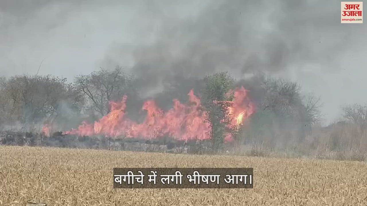 VIDEO : Varanasi fire news massive fire in garden farmers panic to save crops