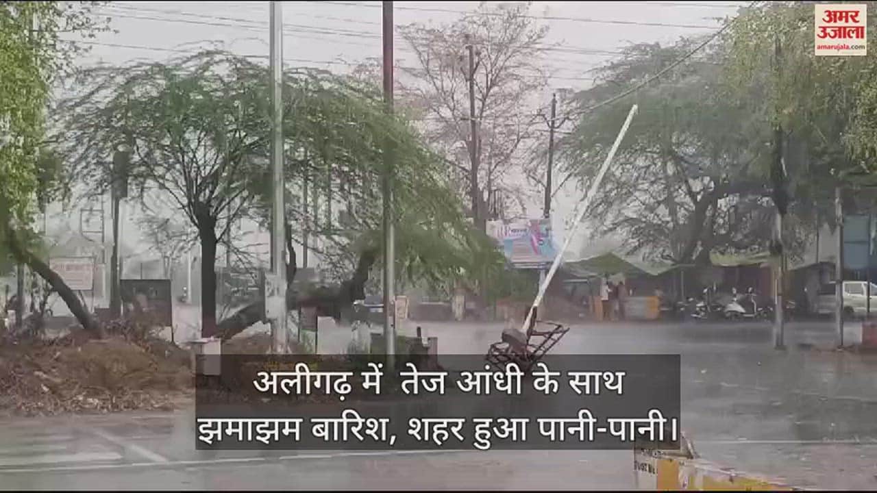 VIDEO : अलीगढ़ में  तेज आंधी के साथ झमाझम बारिश, शहर हुआ पानी-पानी