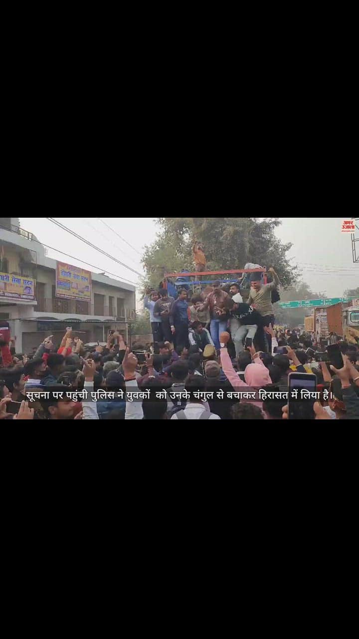 VIDEO : ट्रक में ठूंसकर भरे थे भैंस व पड्डे, हिंदूवादियों ने पकड़े; जमकर हुआ हंगामा