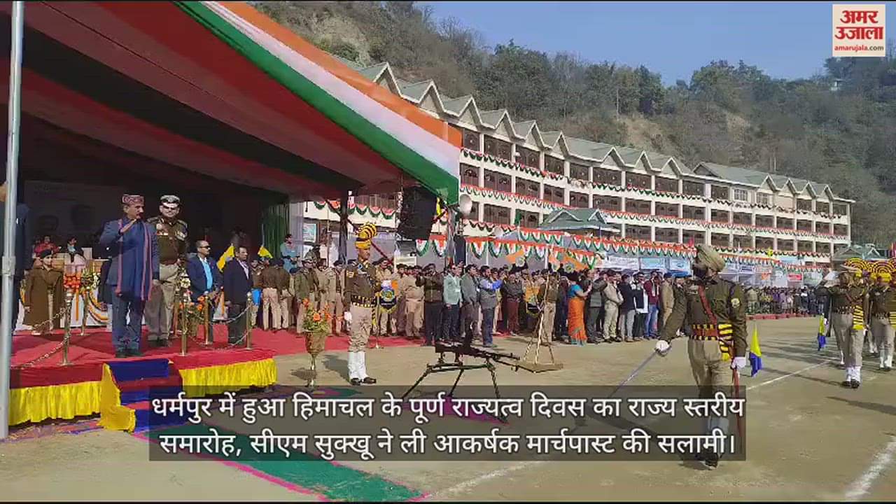VIDEO : State Level Celebration of Himachal's Statehood Day in Dharampur, CM Sukkhu takes salute at a fascinating Marchpast