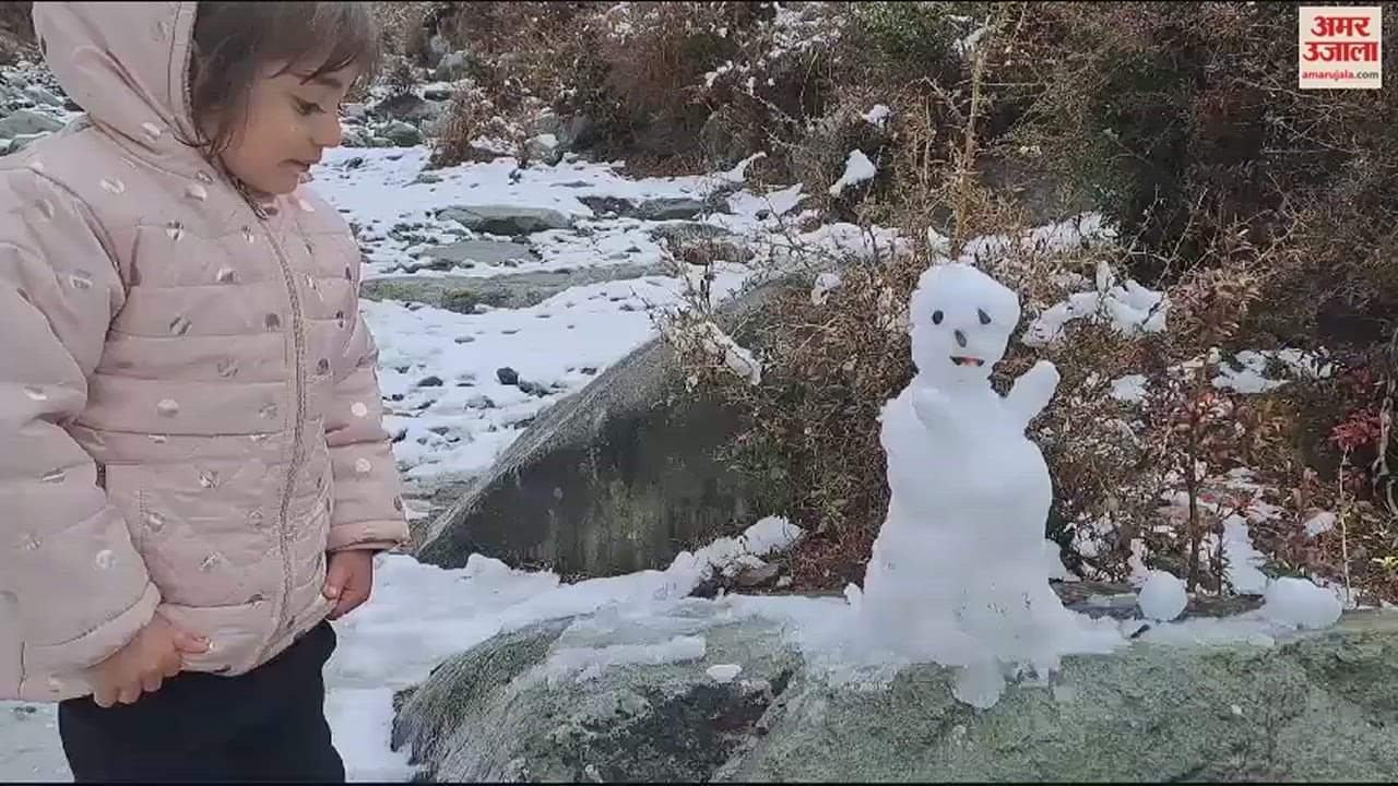 VIDEO : Snowfall in high altitude areas of Rajori little girl seen playing with snow