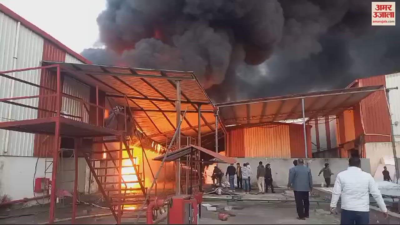 VIDEO : फैक्टरी में लगी भयंकर आग, तीन जिलों की दमकल की गाड़ियां कर रही काबू पाने का प्रयास