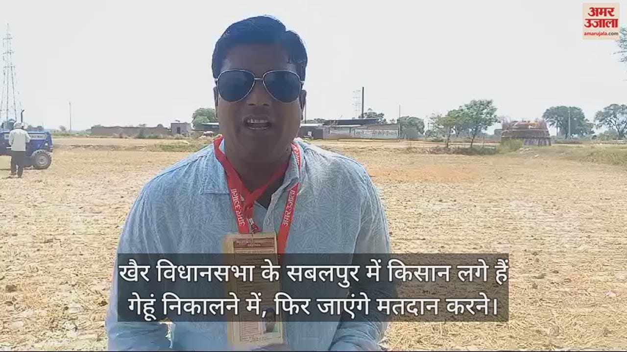 VIDEO : खैर विधानसभा के सबलपुर में किसान लगे हैं गेहूं निकालने में, फिर जाएंगे मतदान करने