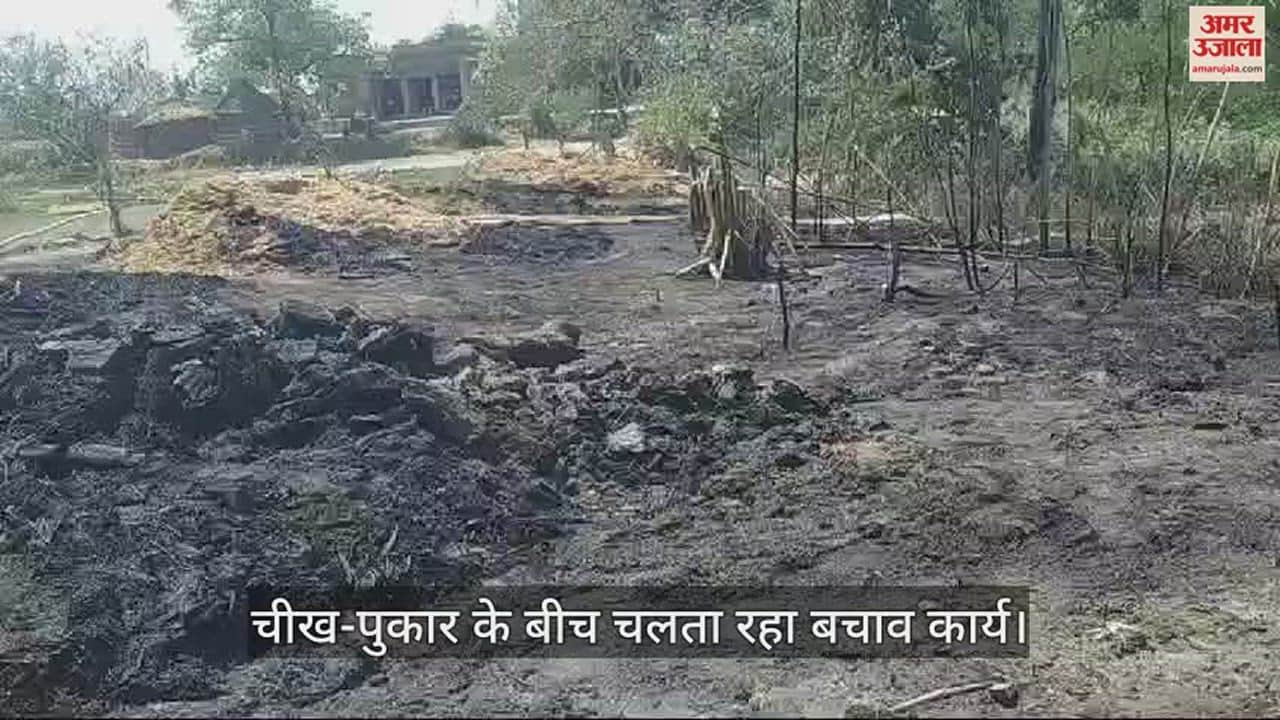 VIDEO : hundred huts destroyed and two cattle burnt by fire in Ballia