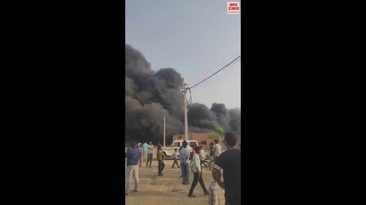 VIDEO : कारपेट फैक्टरी में लगी भयंकर आग, पुलिस ने आसपास के क्षेत्र को कराया खाली, काबू पाने में जुटी टीम