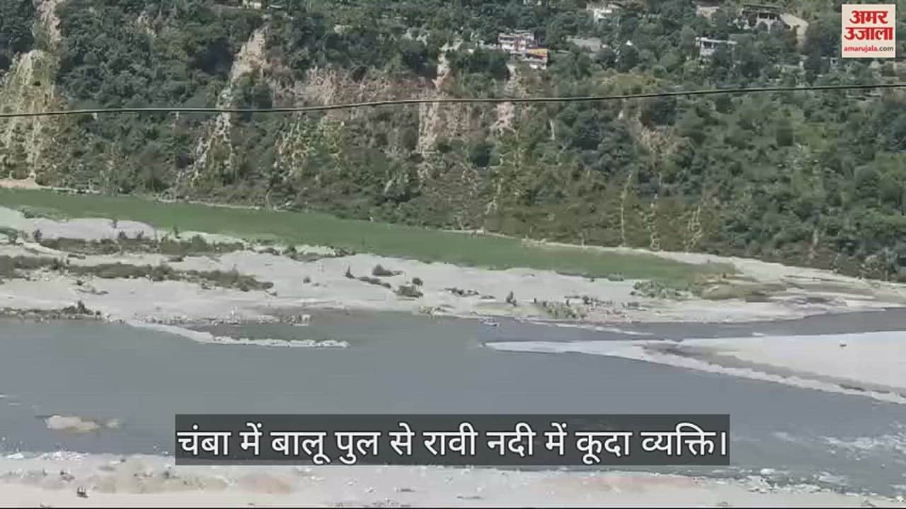 VIDEO : A person jumped into the Ravi river from a sand bridge in Chamba