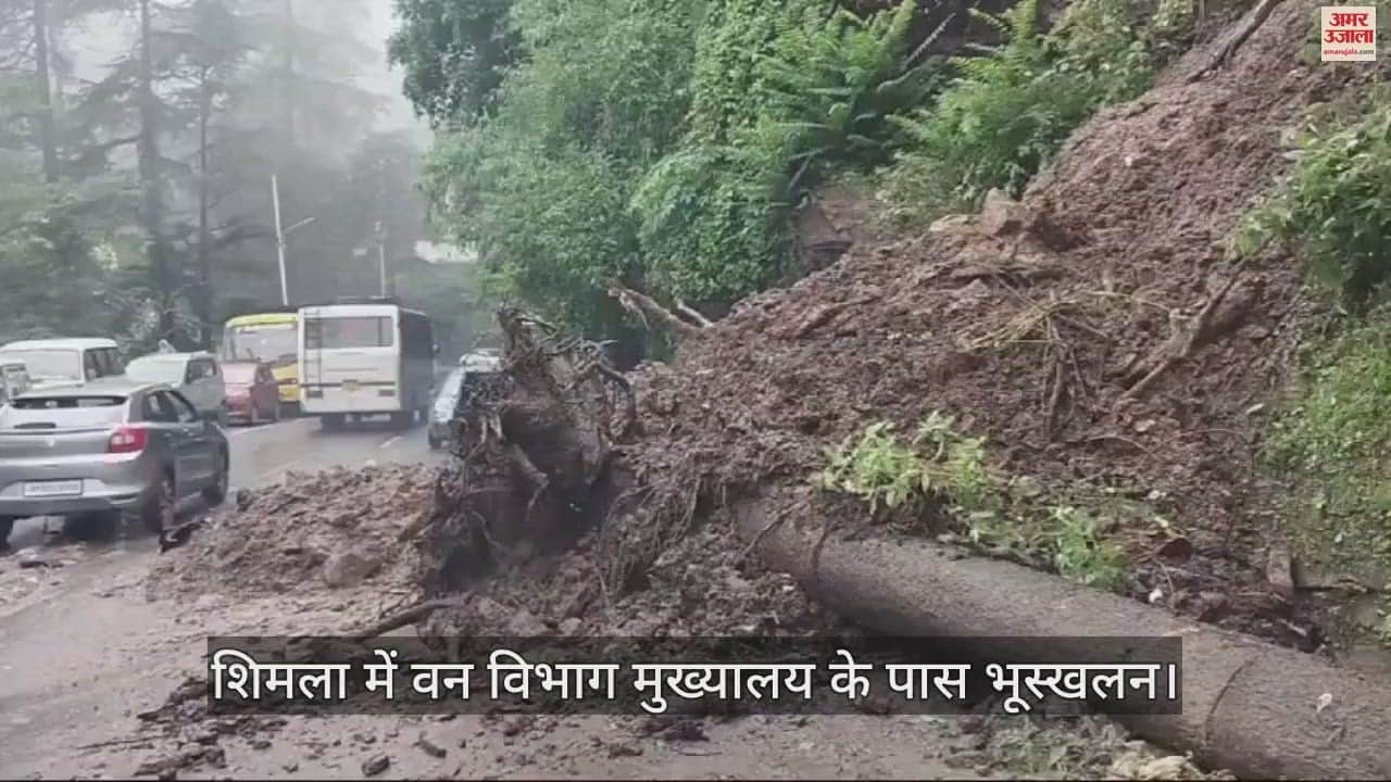 VIDEO : Landslide near Forest Department Headquarters in Shimla, tree fell