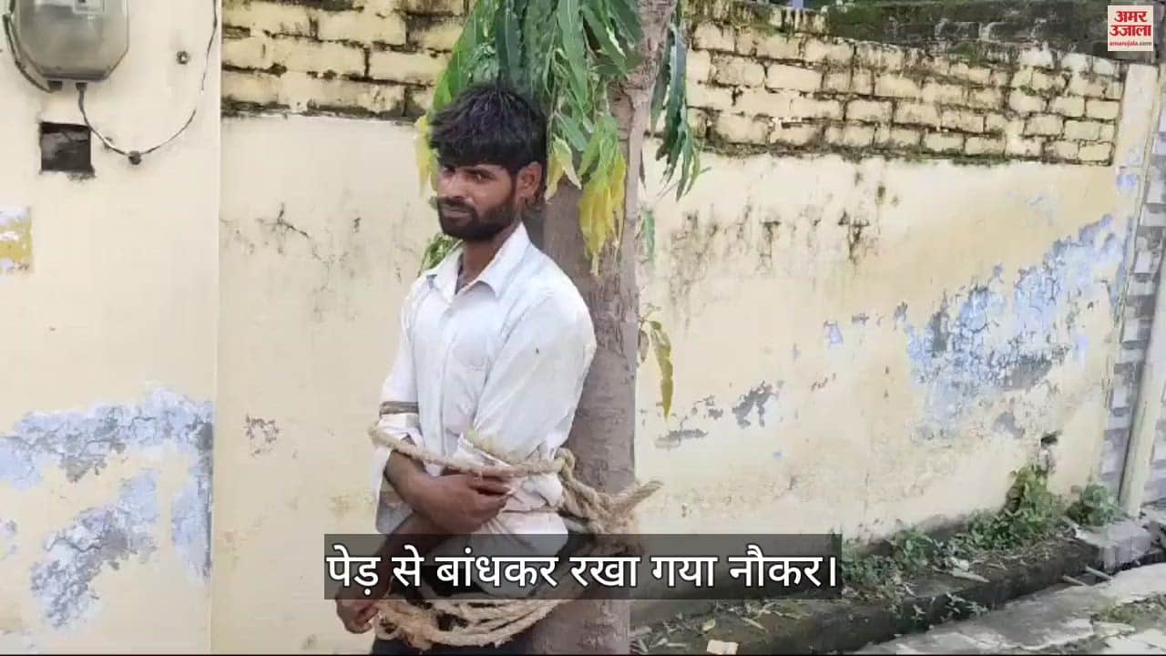 VIDEO : मालिक ने नौकर को घर के बाहर पेड़ से बांधा...फिर जमकर की पिटाई, वीडियो हुआ वायरल