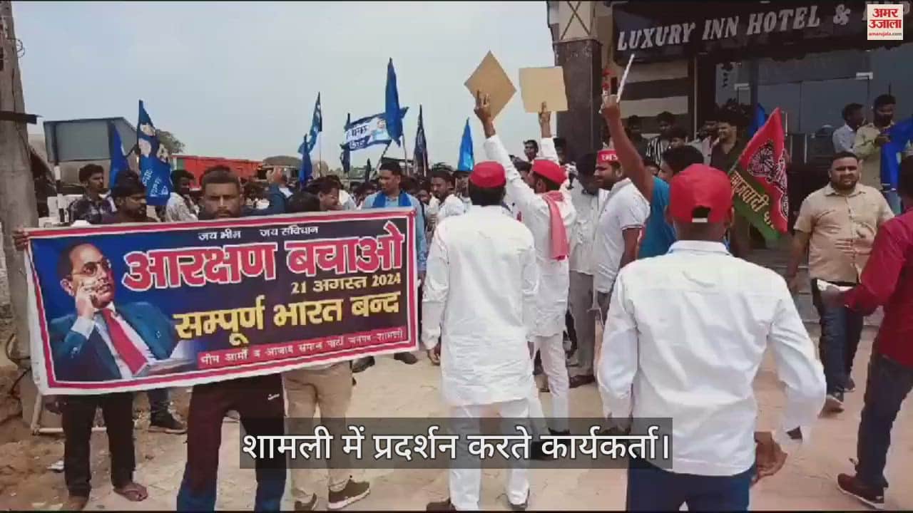 VIDEO : BSP and Bhim Army demonstrated in Shamli regarding Bharat Bandh, raised slogans