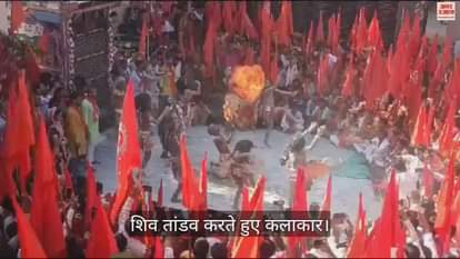 Panch Mahadev Dhwaja Padyatra of Devanagari colored in saffron color