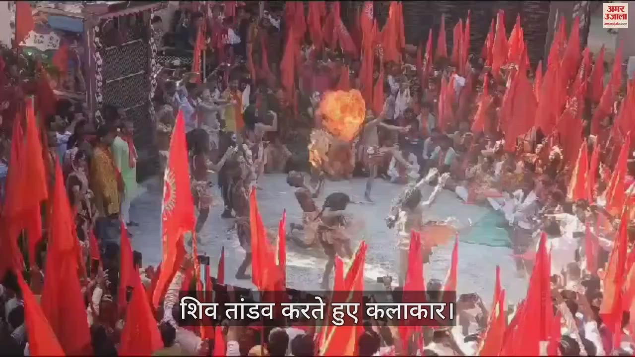 Panch Mahadev Dhwaja Padyatra of Devanagari colored in saffron color
