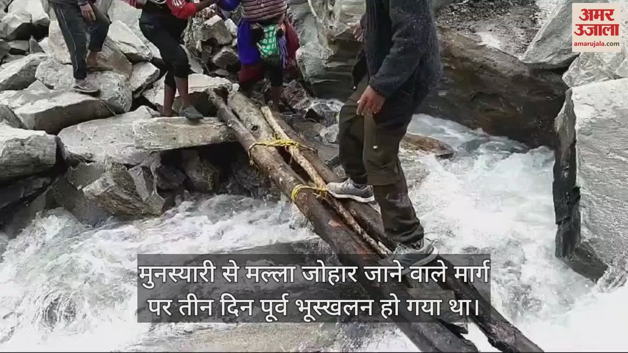 VIDEO : मुनस्यारी में जान हथेली पर रखकर लकड़ी के लट्ठों के सहारे नदी पार कर रहे लोग