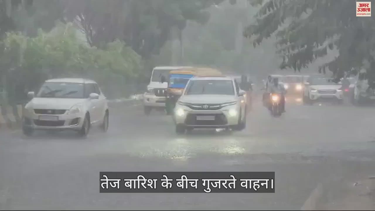 VIDEO : जालंधर में दिन में हुई रात, तेज बारिश के बीच लाइटें जलाकर गुजरे वाहन चालक