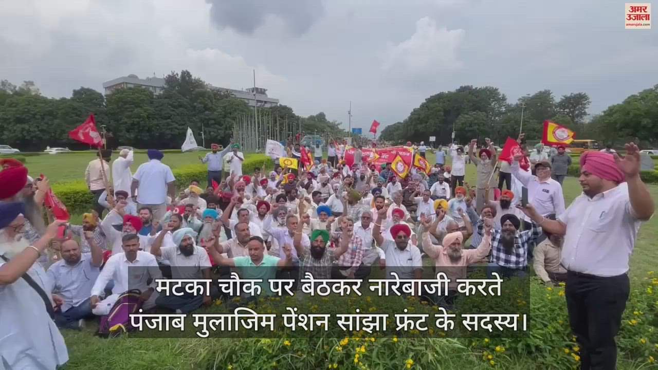 VIDEO : चंडीगढ़ के मटका चौक पर फिर धरना, पंजाब मुलाजिम पेंशन सांझा फ्रंट ने की नारेबाजी