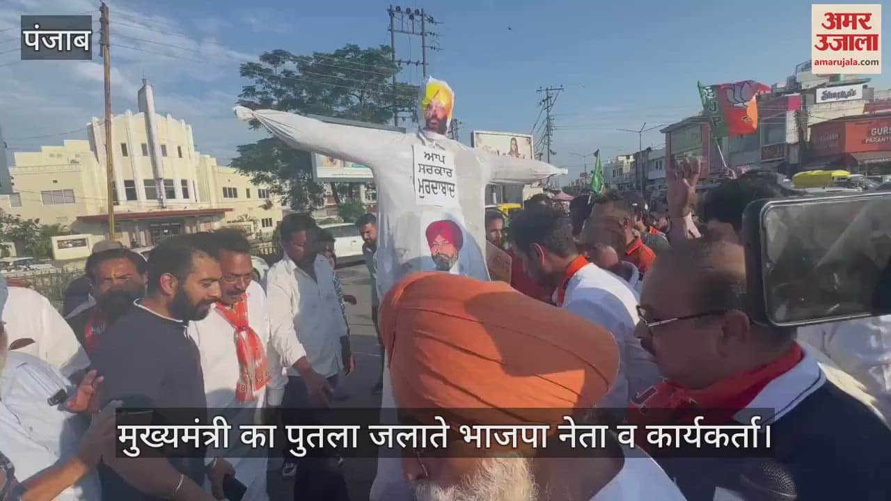 VIDEO : पटिलाया में भाजपा ने फूंका मुख्यमंत्री का पुतला, आप सरकार के खिलाफ नारेबाजी