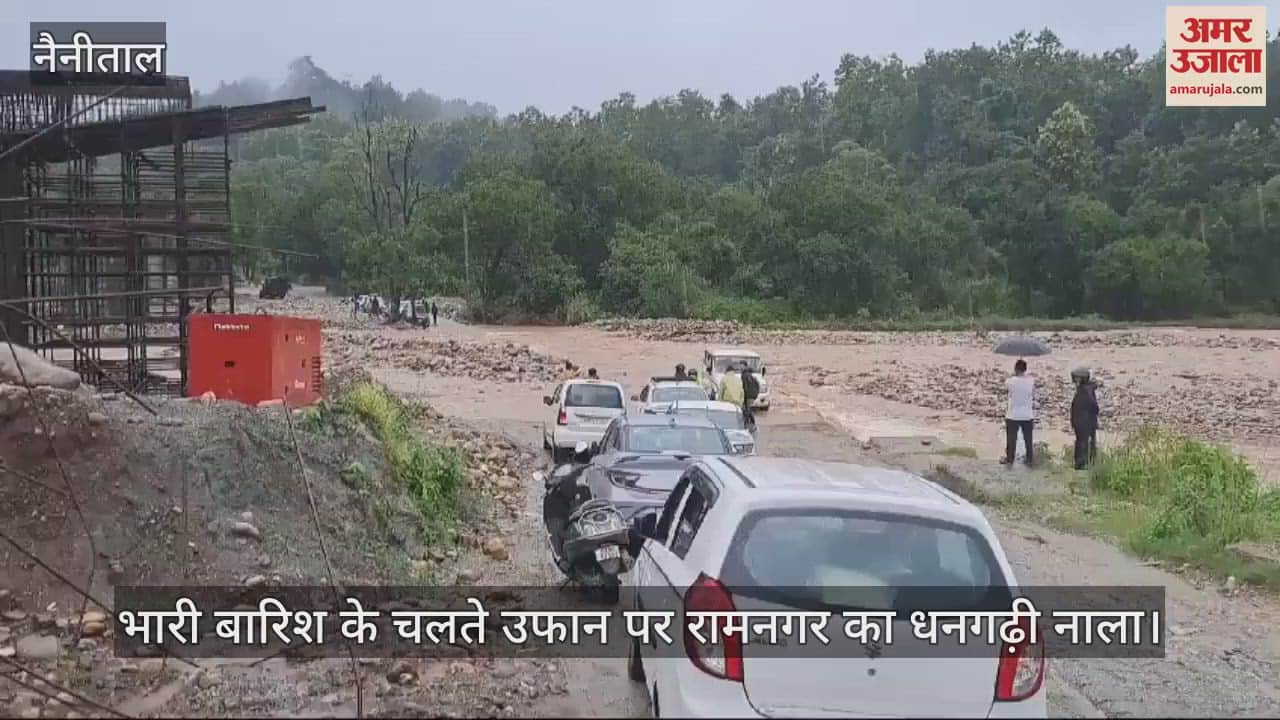 VIDEO : भारी बारिश के चलते उफान पर रामनगर का धनगढ़ी नाला