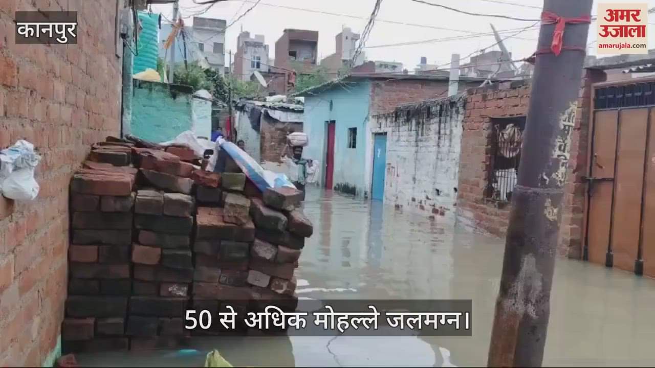 VIDEO : कानपुर में मूसलाधार बारिश, सड़कों पर घुटनों तक भरा पानी, घरों में पानी भरने से गृहस्थी भींगी