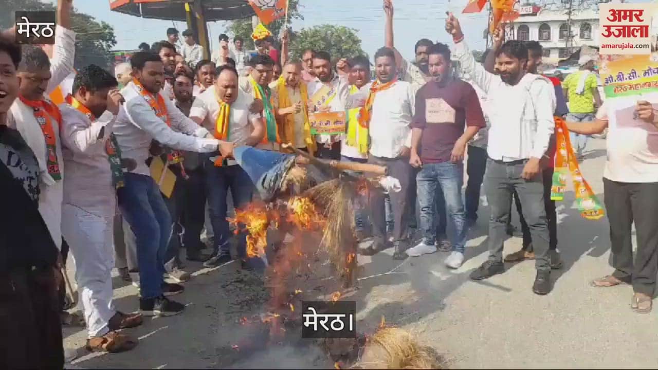 VIDEO : Rahul Gandhi effigy burnt in Meerut, slogans raised