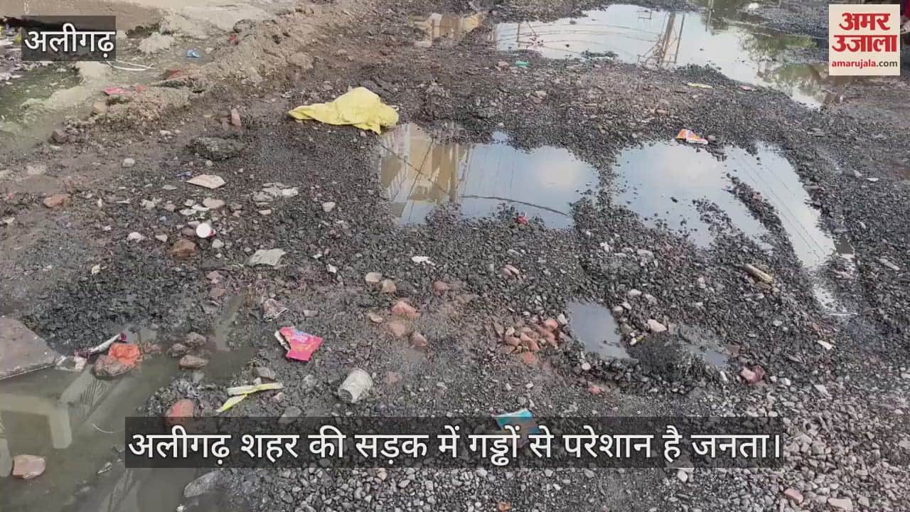 VIDEO : अलीगढ़ शहर की सड़क में गड्ढों से परेशान है जनता