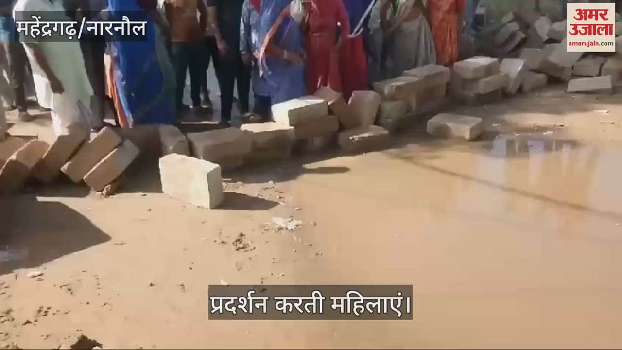 VIDEO : महेंद्रगढ़ में एक माह से मुख्य सड़क मार्ग पर खड़ा सीवर का गंदा पानी, महिलाओं ने लगाया जाम