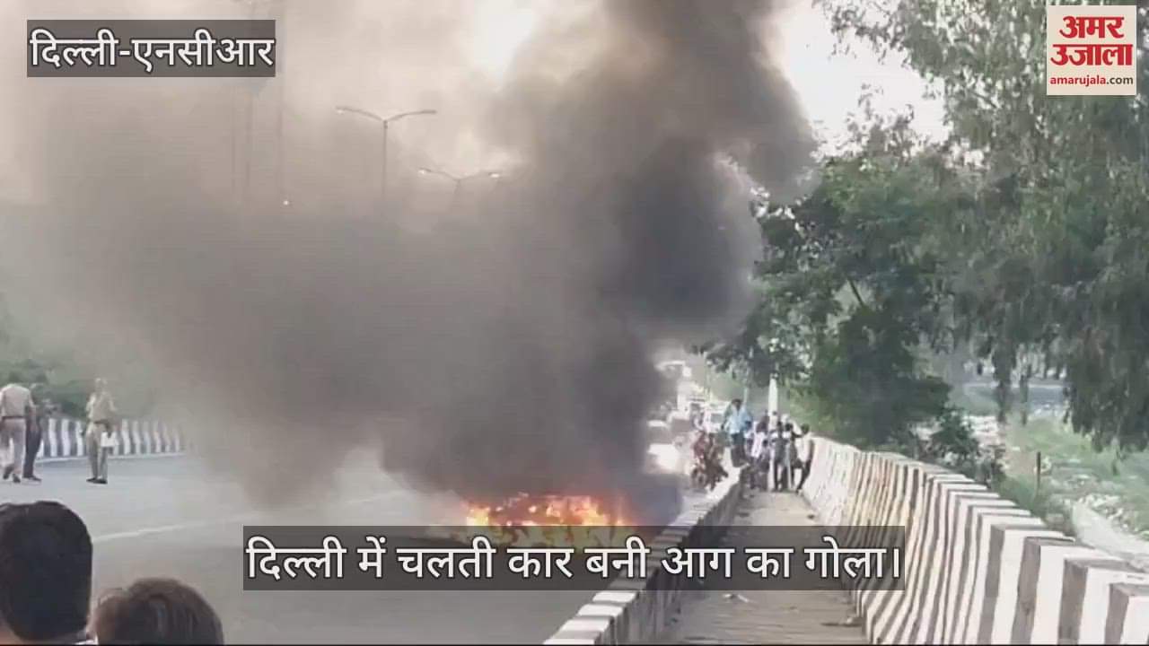 VIDEO : दिल्ली में टला बड़ा हादसा, प्रेम बाड़ी पुल के पास धू-धू कर जली कार, देखें वीडियो