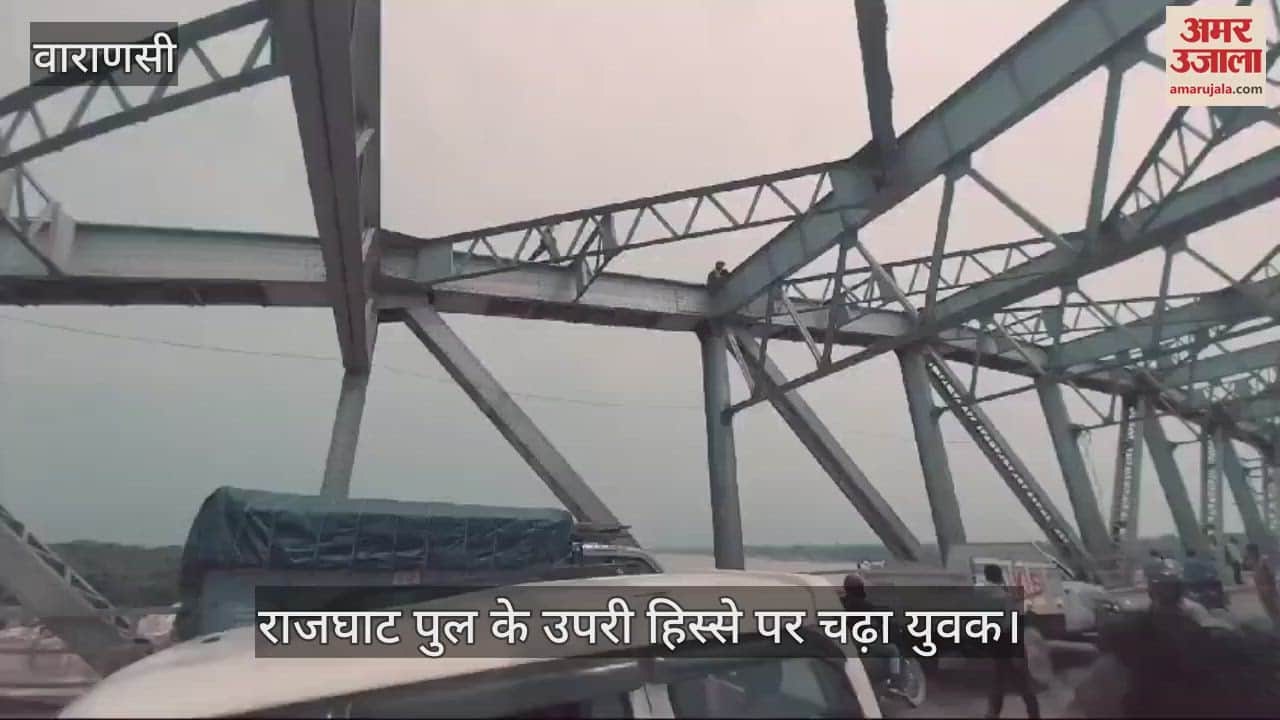 VIDEO : High voltage drama of a young man on Rajghat bridge, he hit his head on the iron part of the upper part and became unconscious