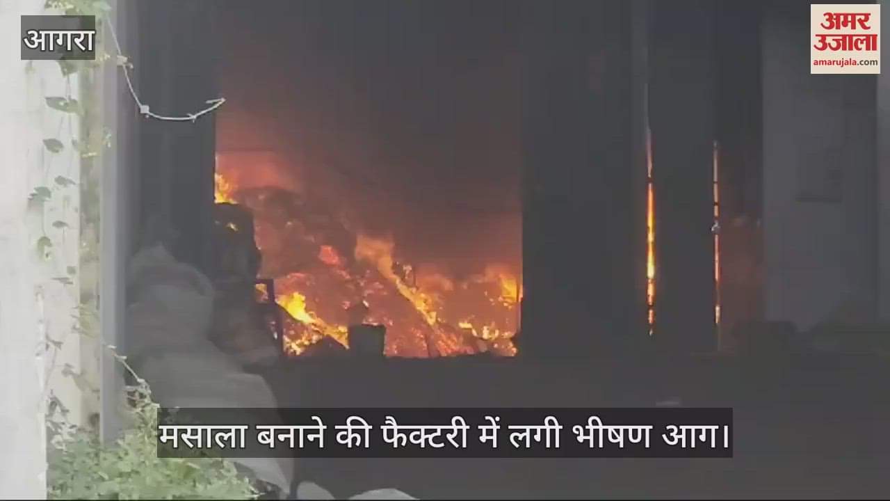 VIDEO : मसाला बनाने की फैक्टरी में लगी भीषण आग, मजदूरों के अंदर फंसे होने की सूचना