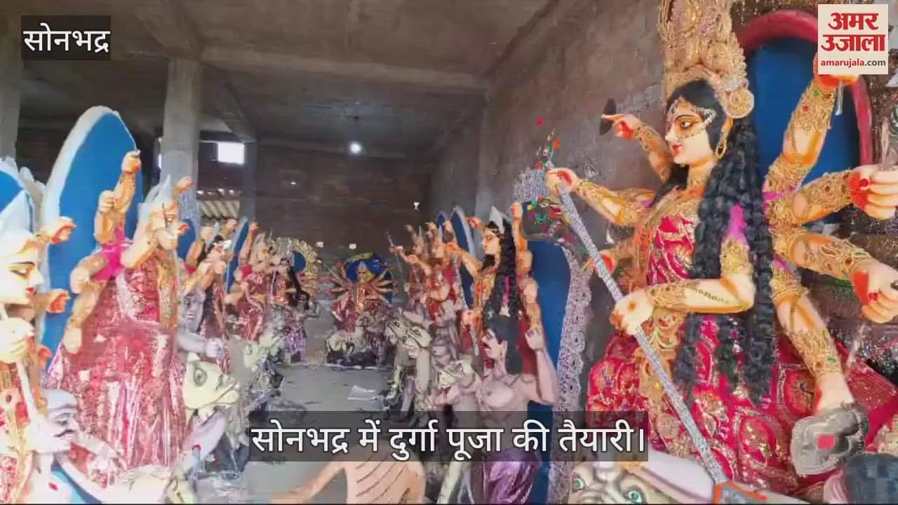 VIDEO : Preparations for Durga Puja are in full swing in Sonbhadra, sculptors are busy giving final touches to the Durga idol