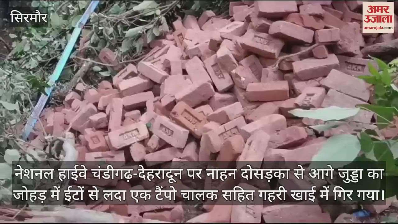 VIDEO : A tempo loaded with bricks fell into a ditch near Juddha Ka Johad the driver died