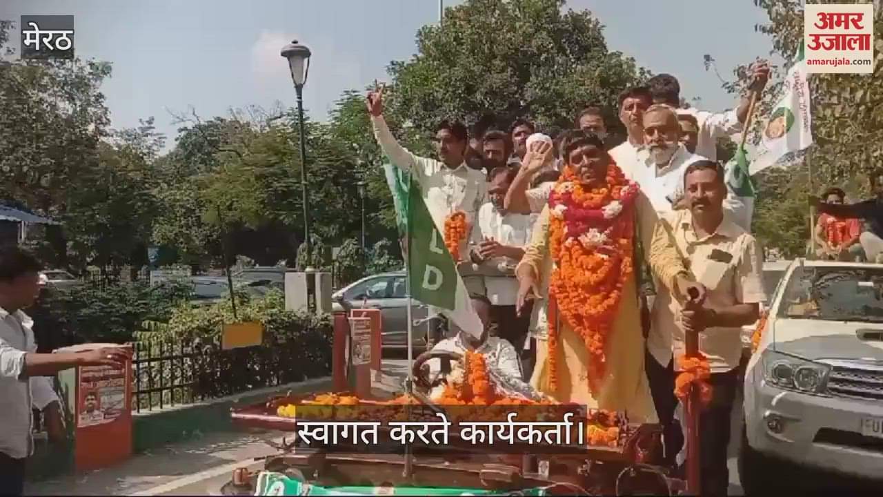 VIDEO : Narendra Khajuri reached Meerut after taking oath in Lucknow, was welcomed everywhere