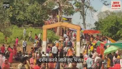Mother Nihaldevi sitting on the hill, thousands of devotees coming for darshan