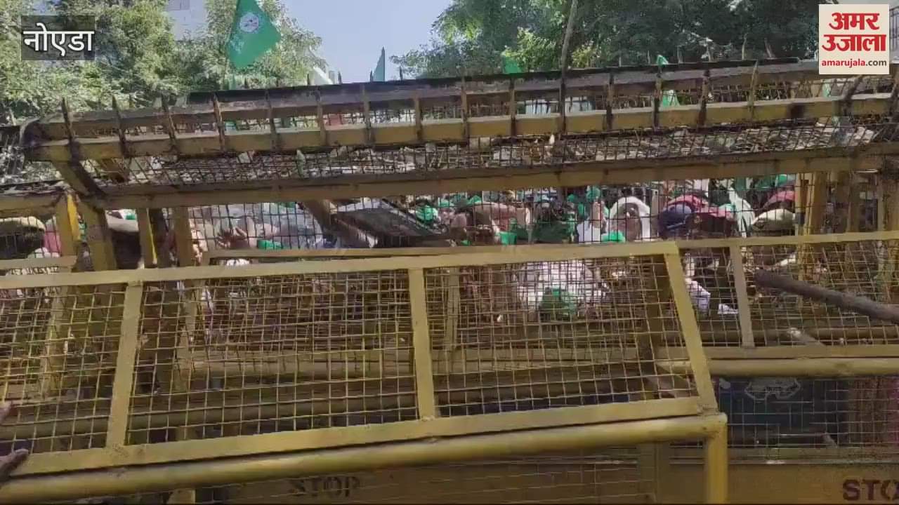 VIDEO : बैरिकेड तोड़कर नोएडा प्राधिकरण के अंतिम गेट तक पहुंचे किसान