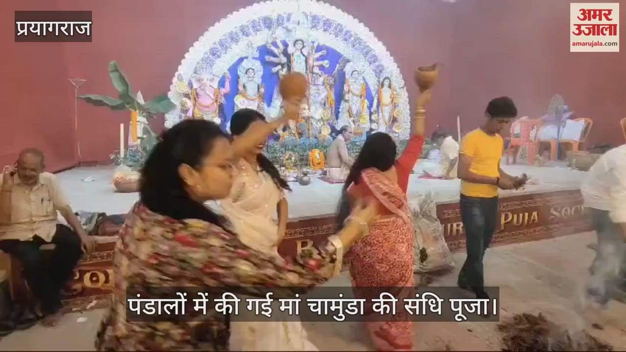 VIDEO : shardiya Navaratri: Sandhi Puja was done as per rituals, devotees worshiped the form of Goddess Chamunda.