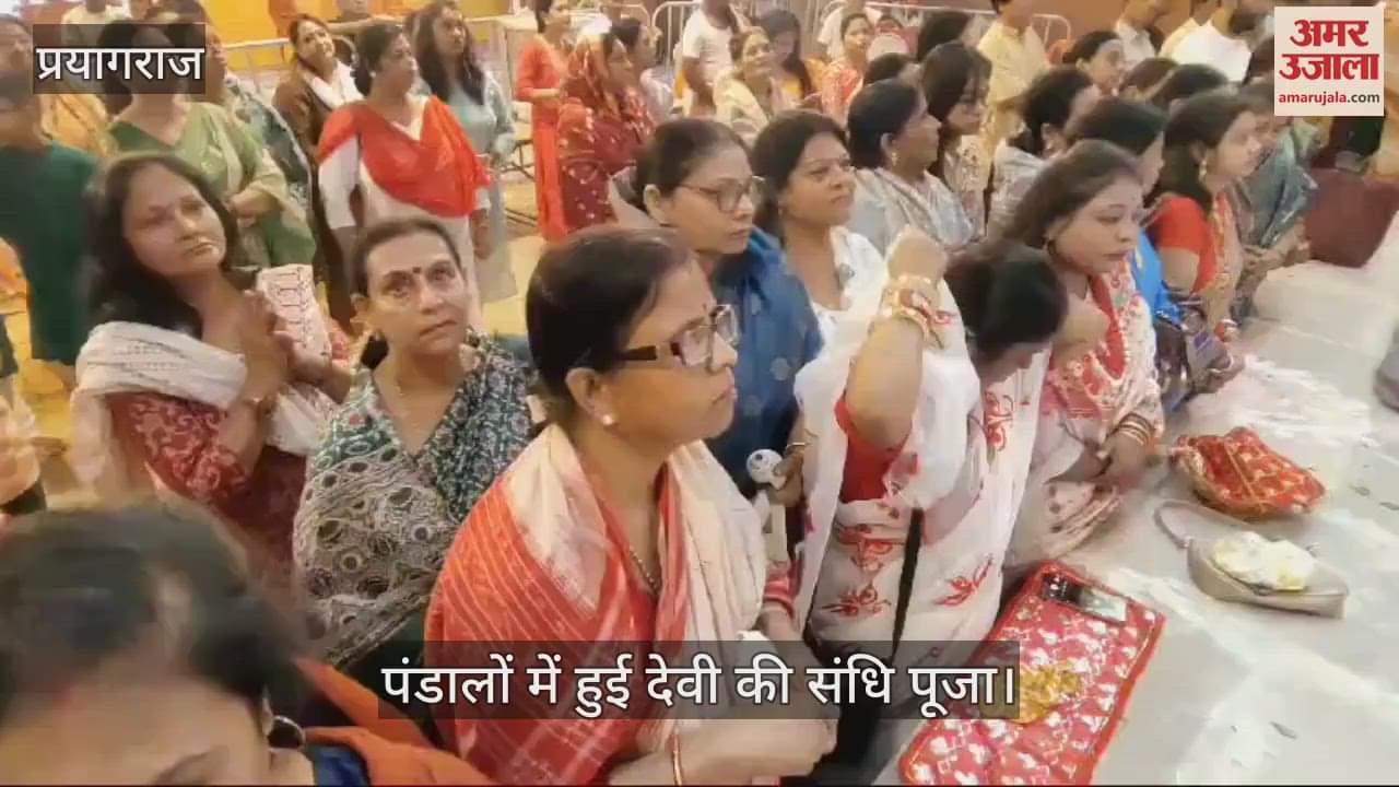 VIDEO : Sandhi Puja took place between Mahashtami and Navami, devotees worshiped the goddess in pandals.