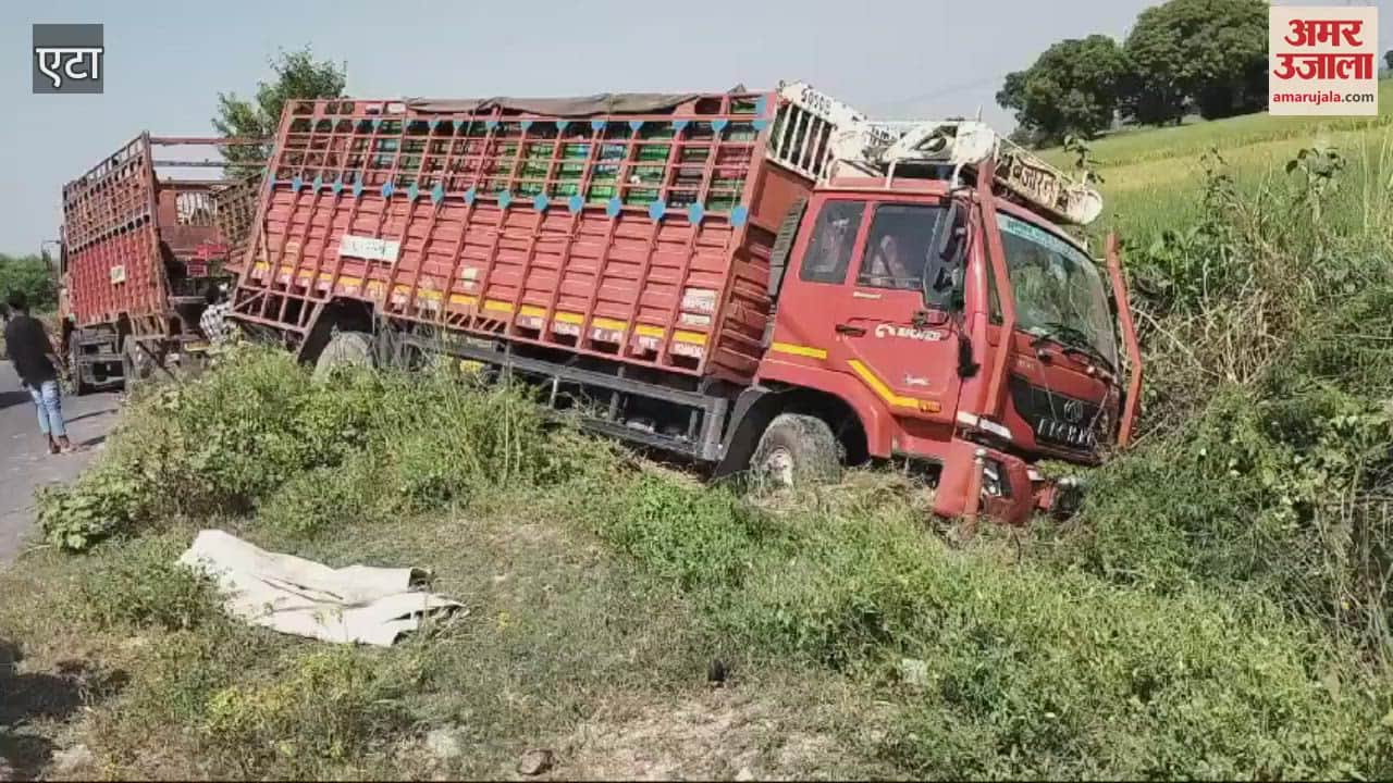 VIDEO : रफ्तार का परिणाम...अनियंत्रित ट्रक खाई में गिरा, बुरी तरह फंसे चालक-परिचालक; लोगों ने सुरक्षित निकाले