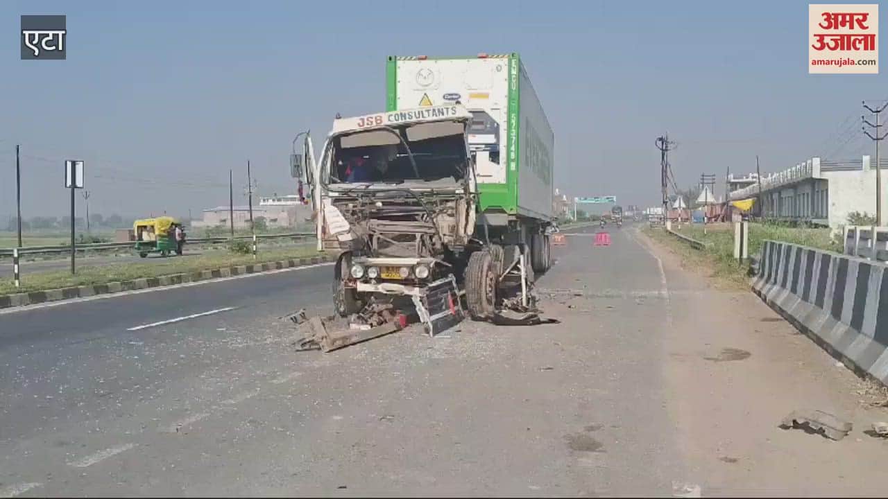 VIDEO : अज्ञात वाहन से टकराया कंटेनर, हुआ ये हाल...