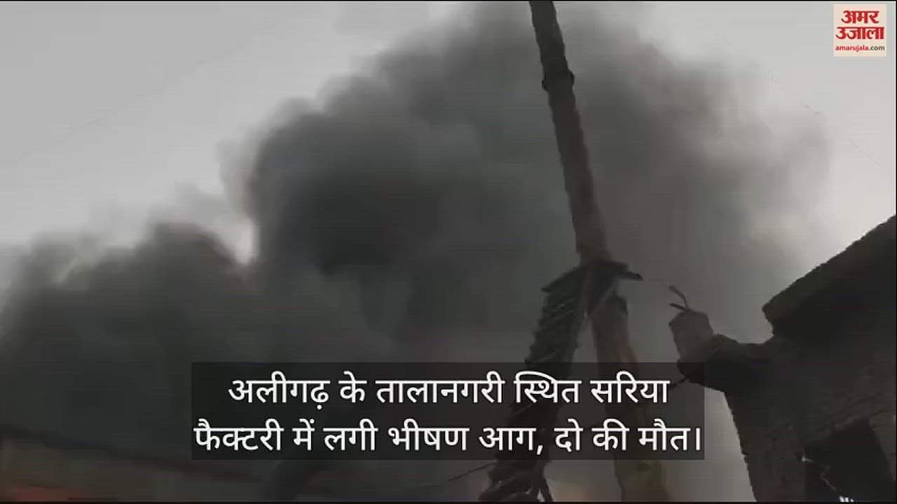 VIDEO : अलीगढ़ के तालानगरी स्थित सरिया फैक्टरी में लगी भीषण आग, दो की मौत
