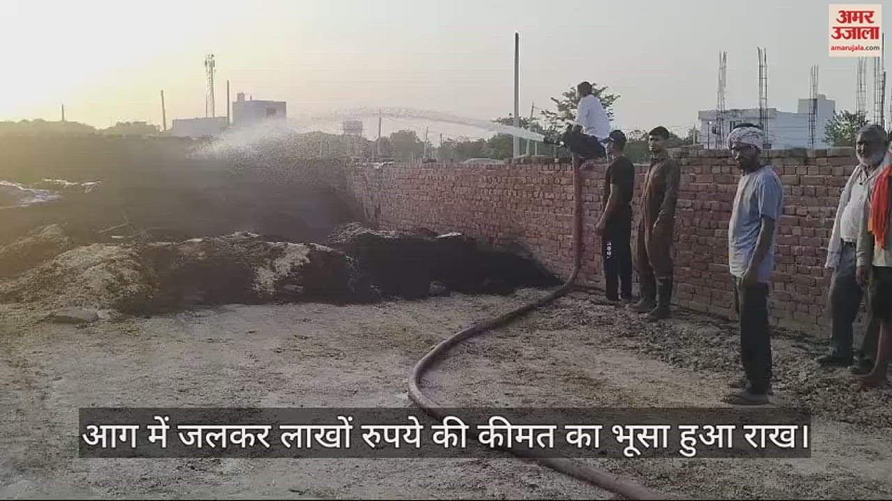 VIDEO : आगरा में भूसे की टाल में लगी आग, कड़ी मशक्कत के बाद बुझाई जा सकी