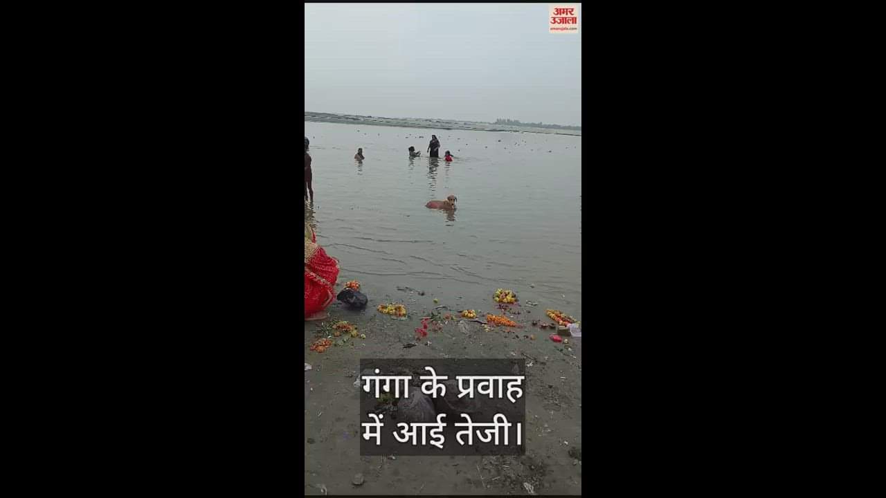 VIDEO : Prayagraj: After the rain, the water level of Ganga started rising, water is filling the sandy plains.