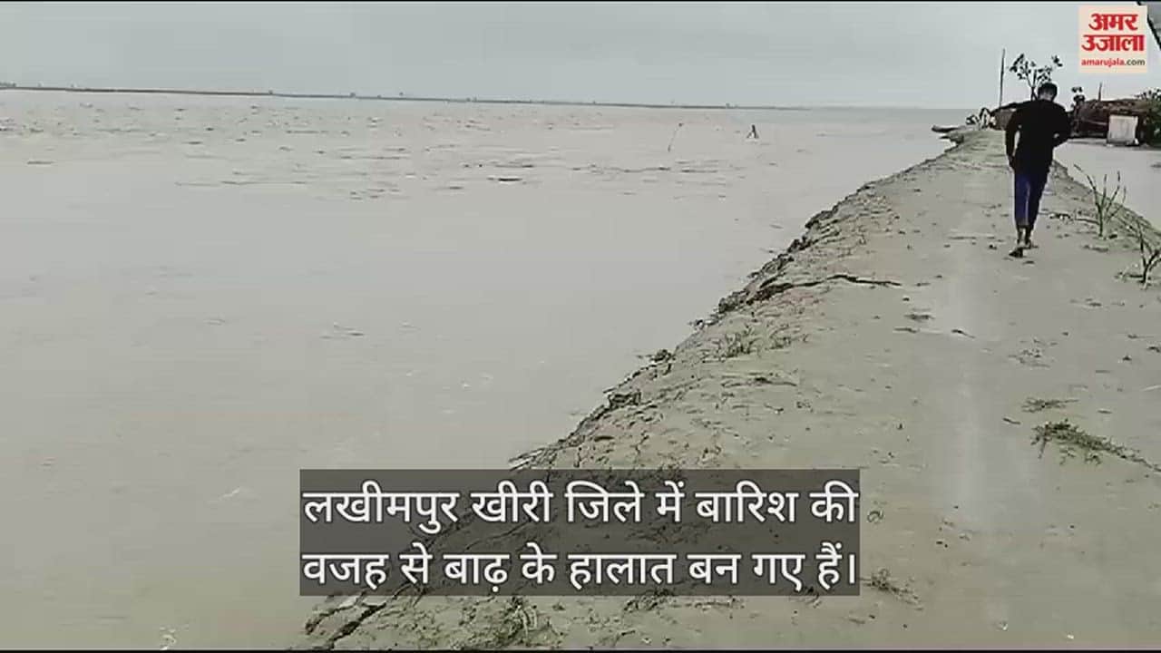 VIDEO : लखीमपुर खीरी में बारिश से बाढ़ के हालात, शारदा का जलस्तर बढ़ा, मोहाना नदी भी उफान पर