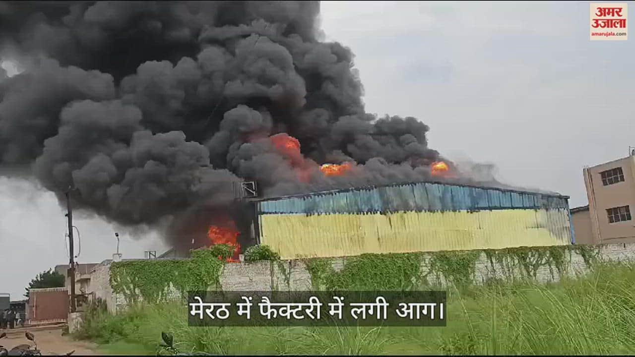 मेरठ में गद्दा फैक्टरी मे लगी आग