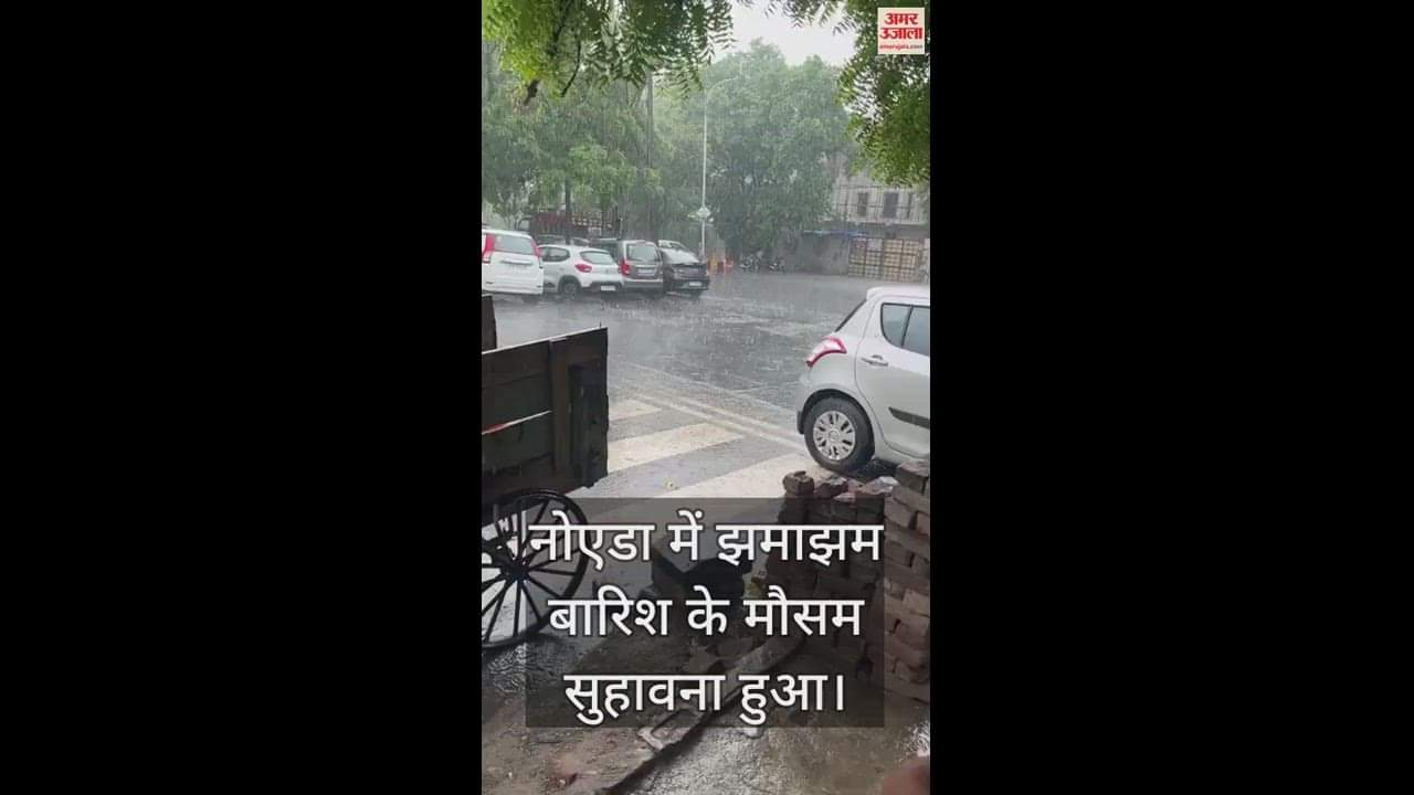 VIDEO : नोएडा में बदला मौसम, उमस भरी गर्मी से बारिश ने दी राहत, देखें वीडियो